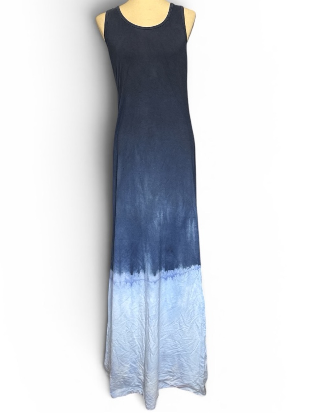 Go Couture Navy to Light Blue Ombre Sleeveless Maxi Dress - Scoop Neck